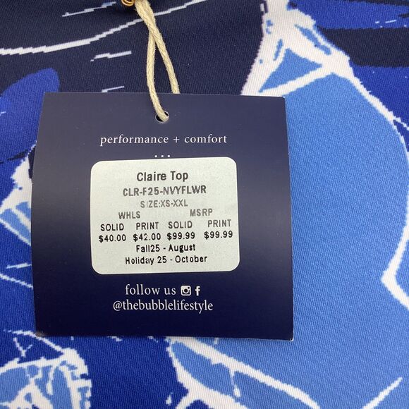 The Bubble Womens Claire‎ Tank Top Blue Floral Size Medium NWT - Picture 7 of 10